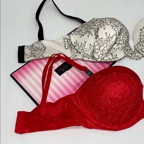 🔥 lot 2  VICTORIA SECRET BRA 32DD push-up multi-way strapless New - Picture 7 of 8